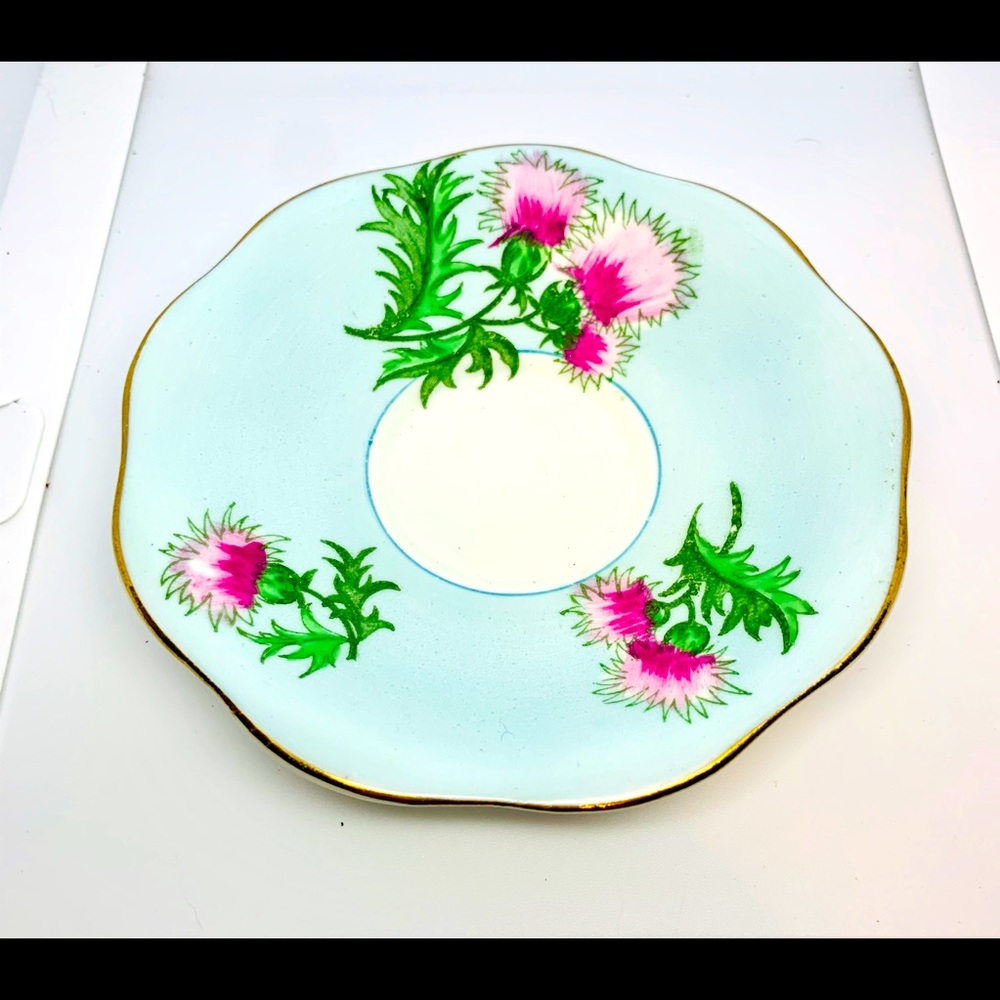 Pretty Vtg “Glencary Thistle Foley” Bone China Made in England 5” Saucer